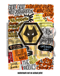 Wolverhampton Wanderers FC - Glossy Print - Originally Hand Drawn