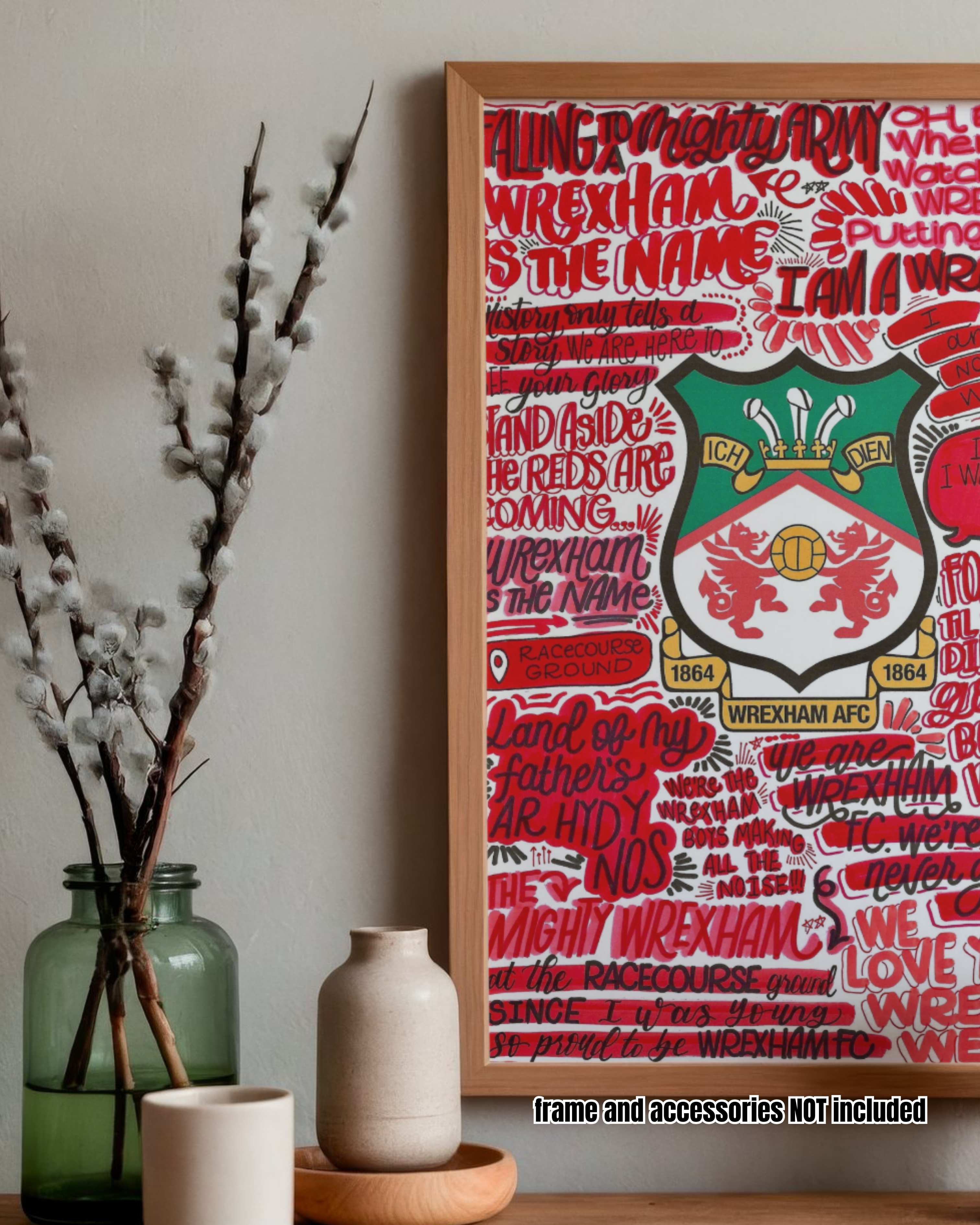 Wrexham AFC - Glossy Print - Originally Hand Drawn