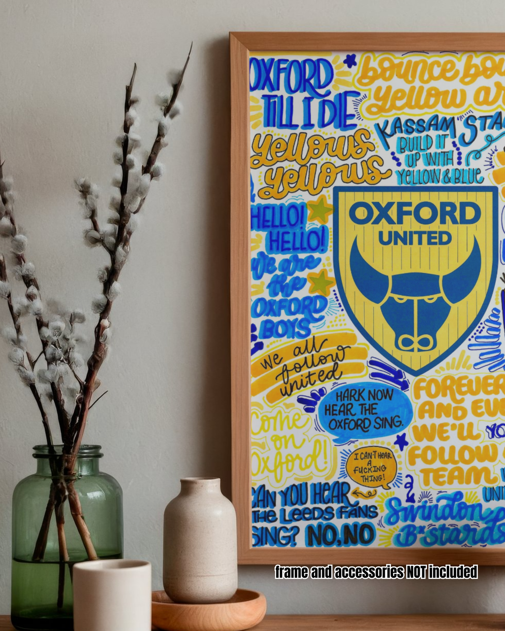 Oxford United - Glossy Print - Originally Hand Drawn
