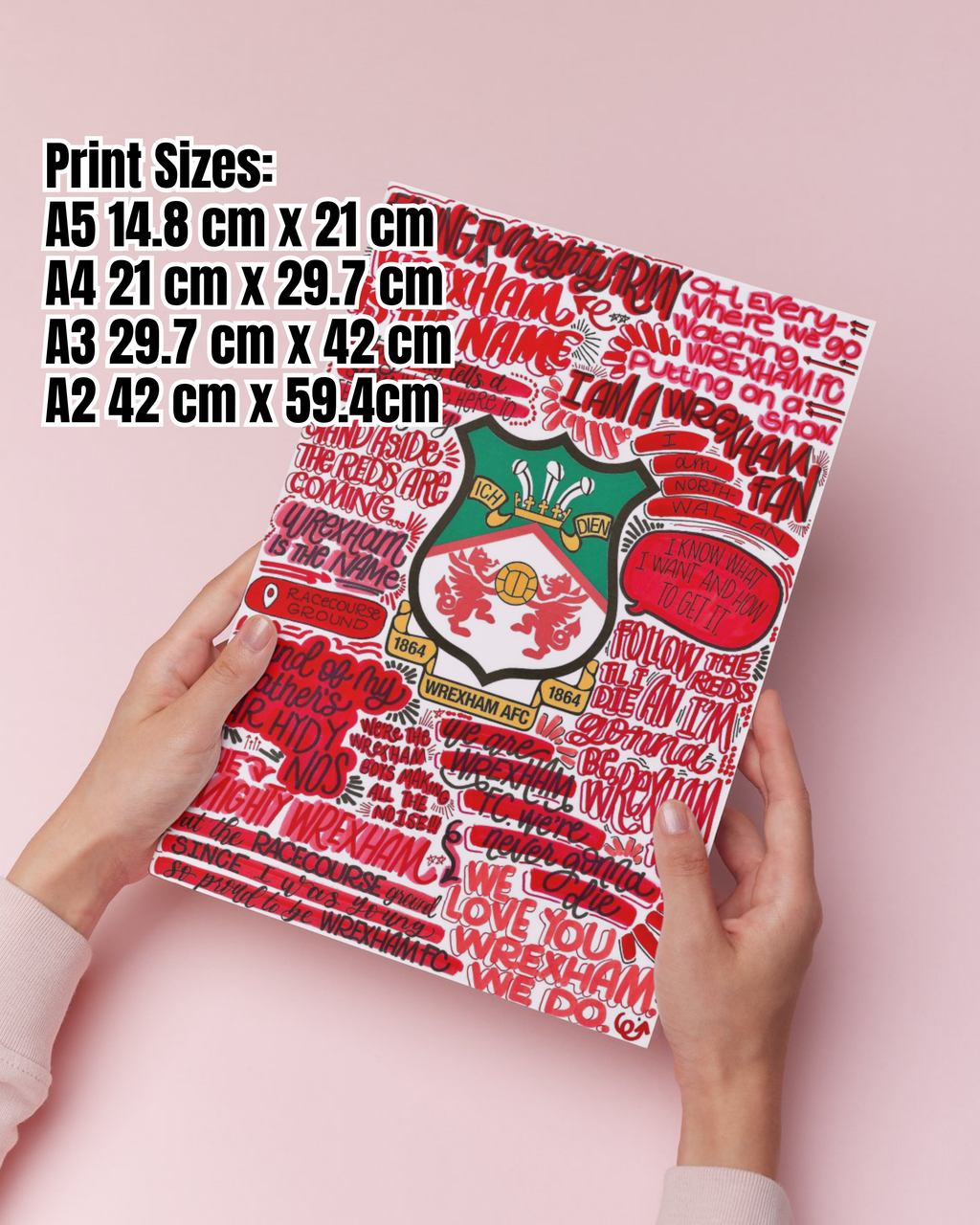 Wrexham AFC - Glossy Print - Originally Hand Drawn