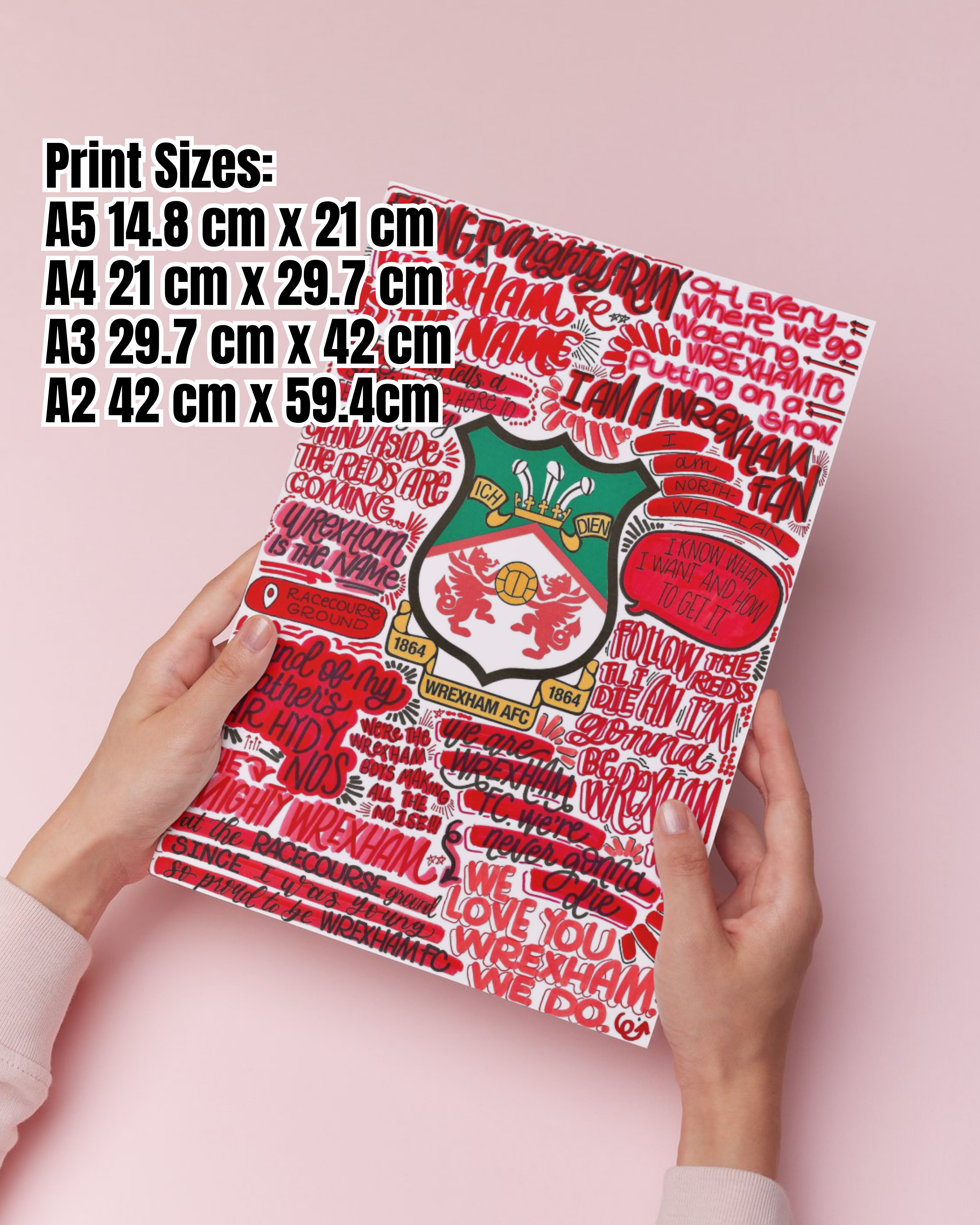 Wrexham AFC - Glossy Print - Originally Hand Drawn
