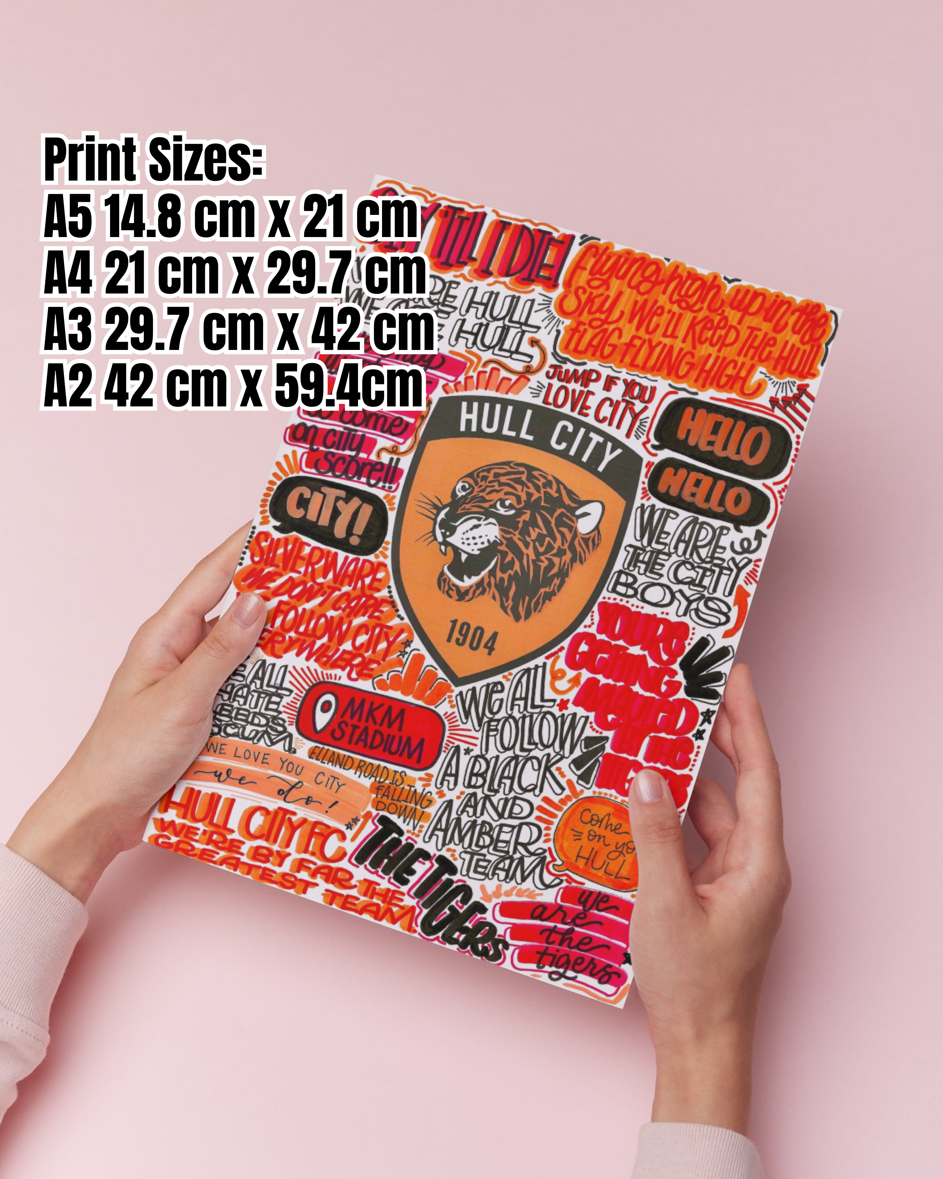 Hull City AFC - Glossy Print - Originally Hand Drawn