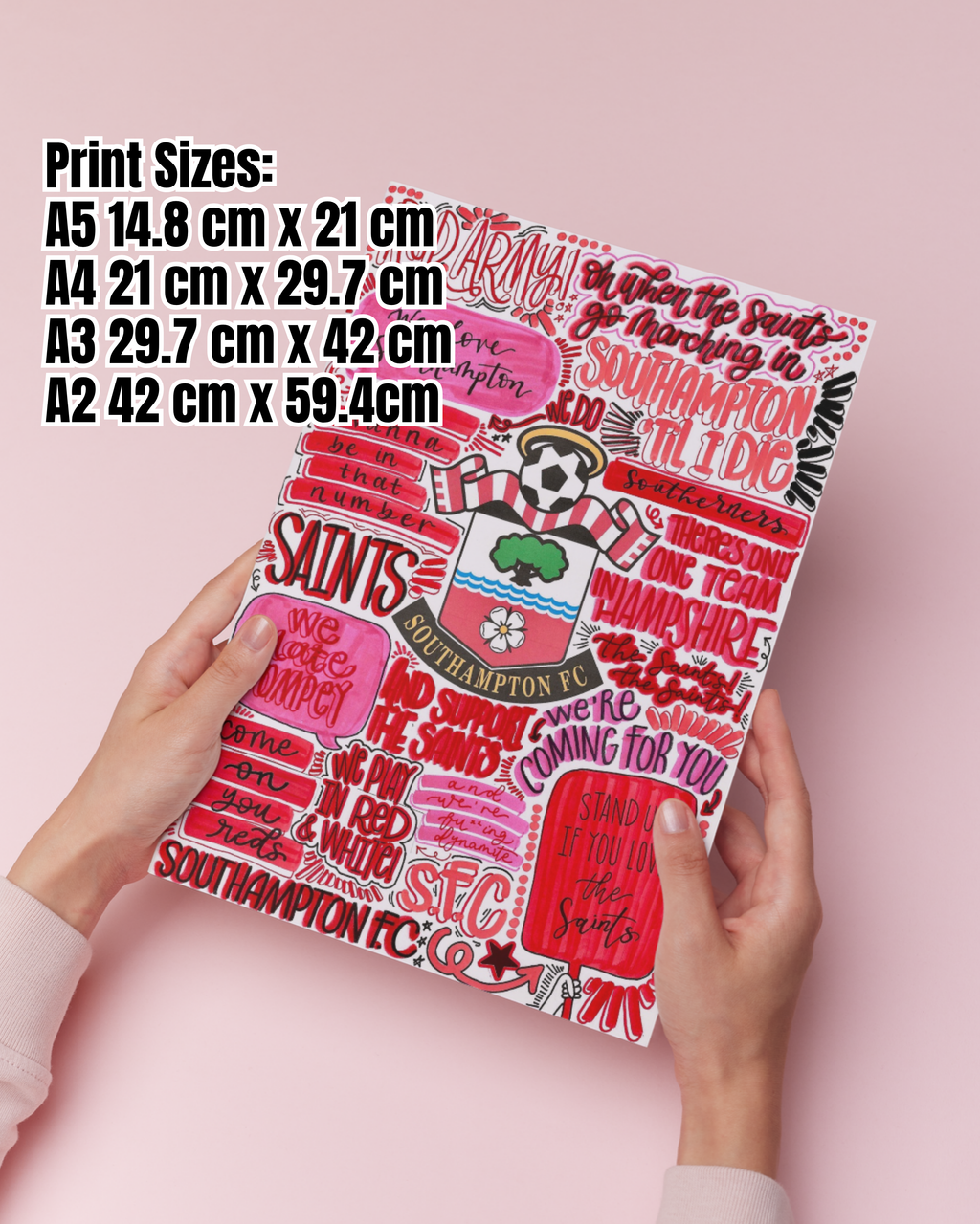 Southampton Football Club - Glossy Print - Originally Hand Drawn