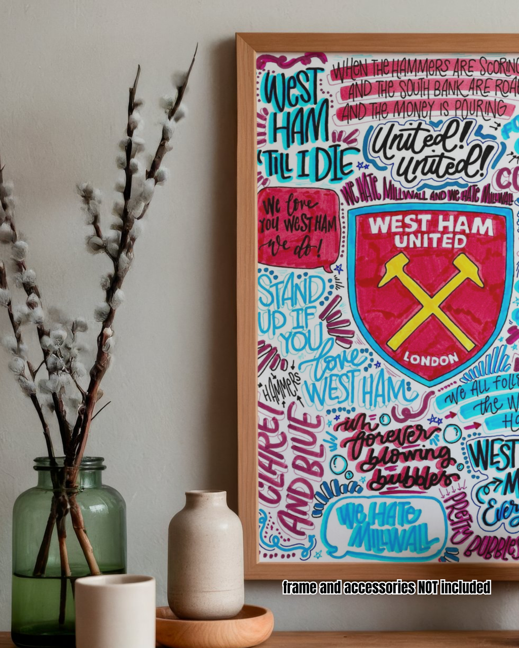 West Ham United  - Glossy Print - Originally Hand Drawn