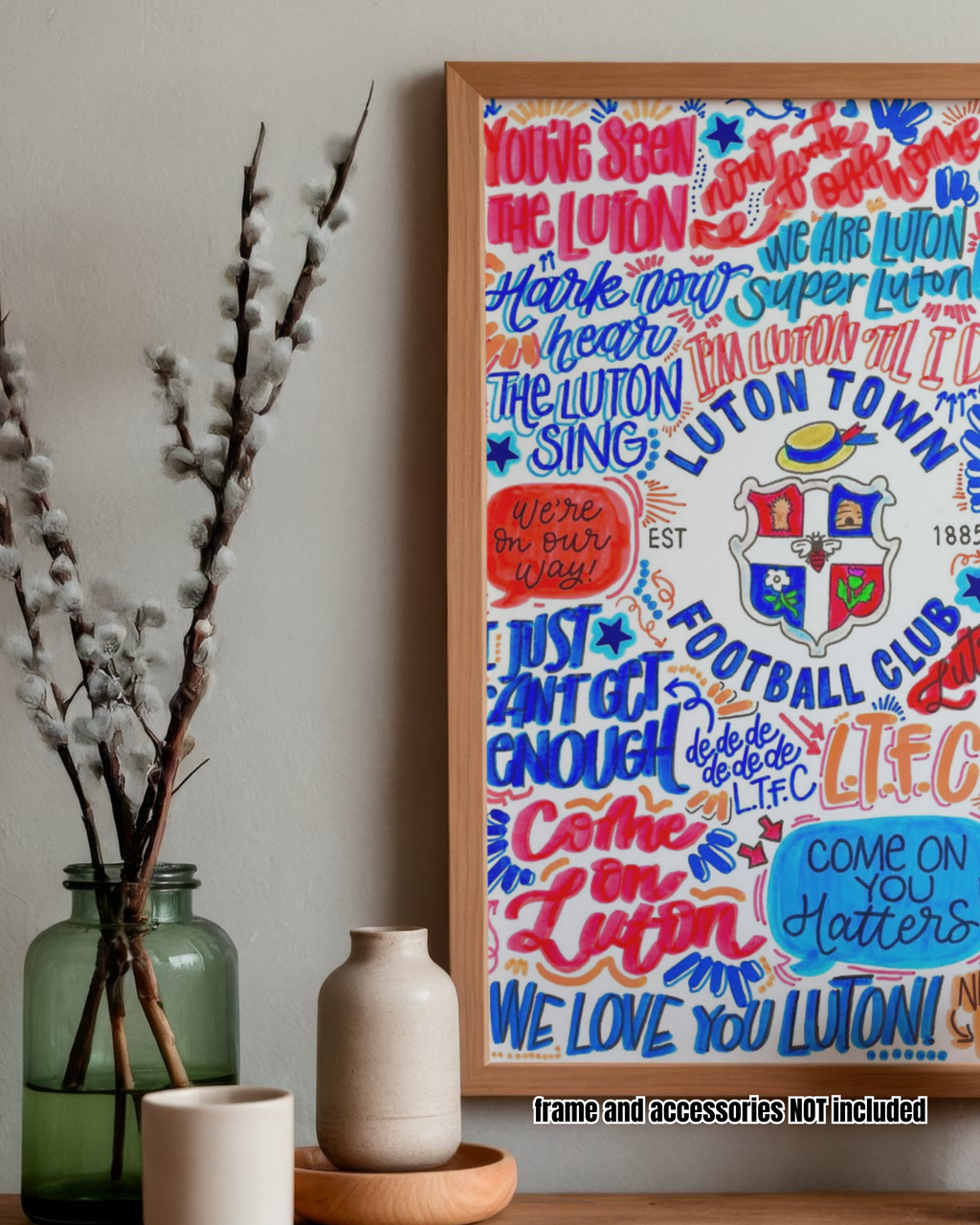 Luton Town Football Club  - Glossy Print - Originally Hand Drawn