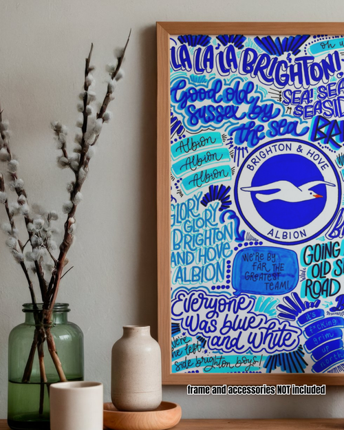 Brighton & Hove Albion  - Glossy Print - Originally Hand Drawn