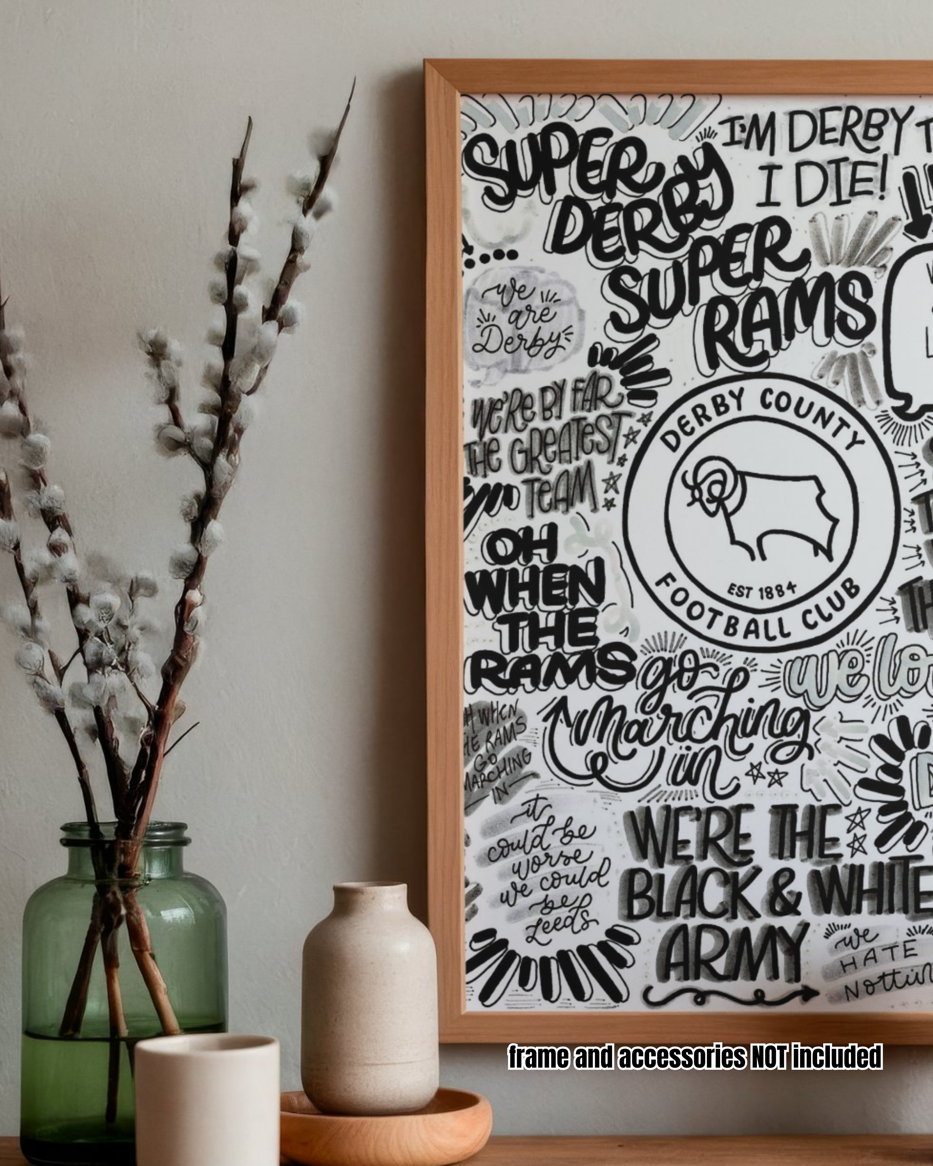 Derby County Football Club  - Glossy Print - Originally Hand Drawn