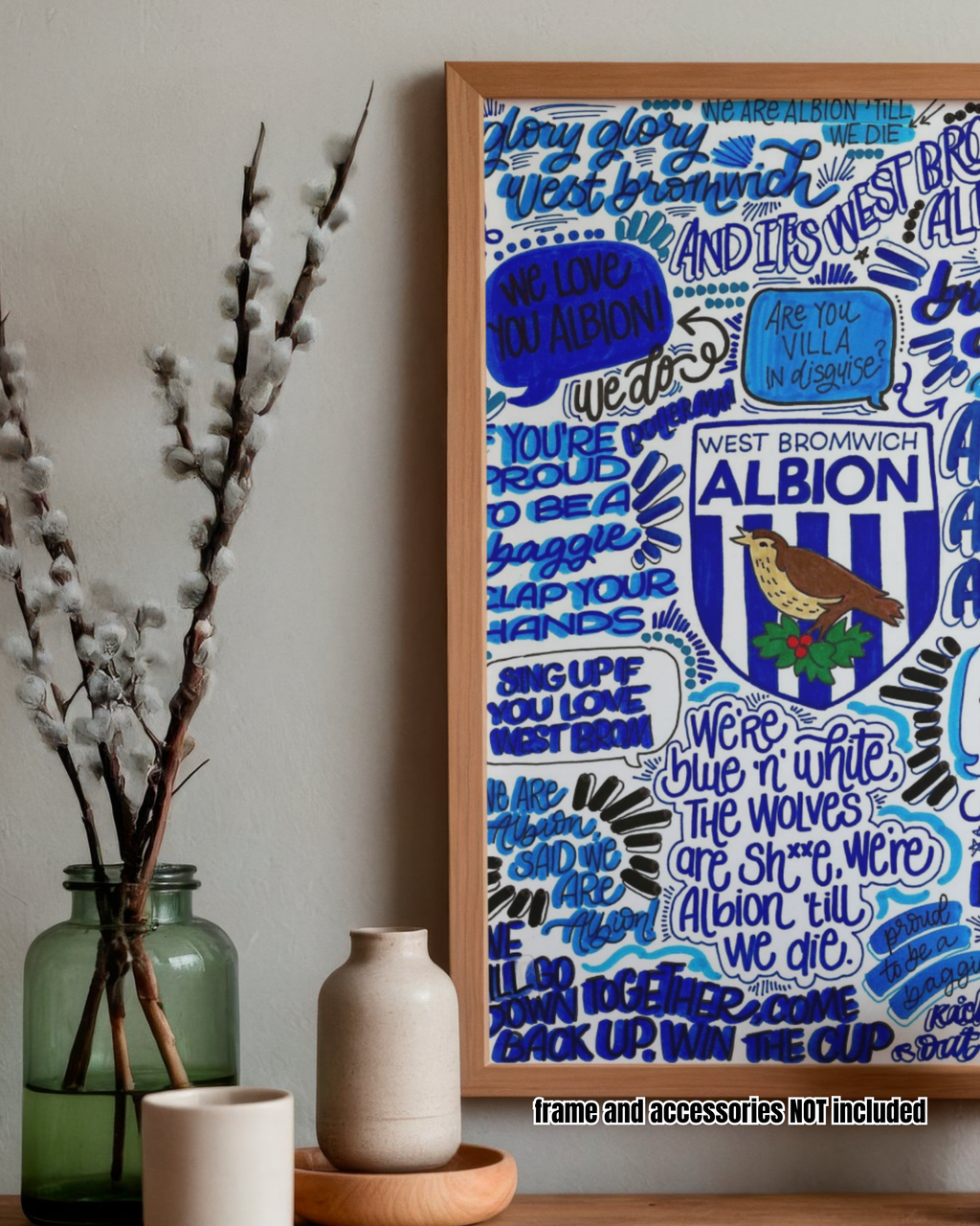 West Bromwich Albion - Glossy Print - Originally Hand Drawn