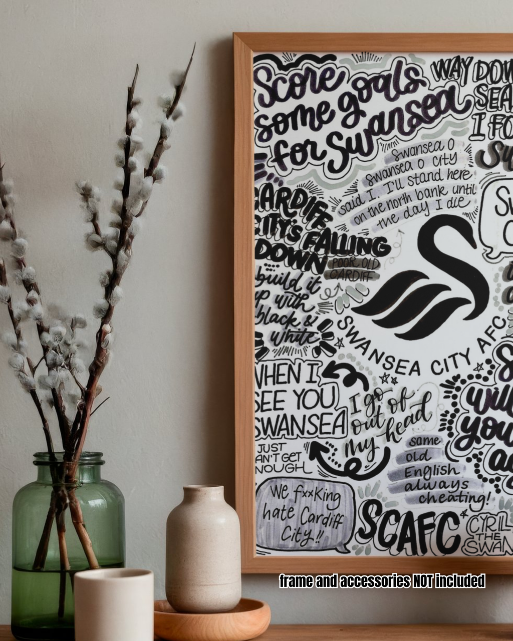 Swansea City A.F.C  - Glossy Print - Originally Hand Drawn