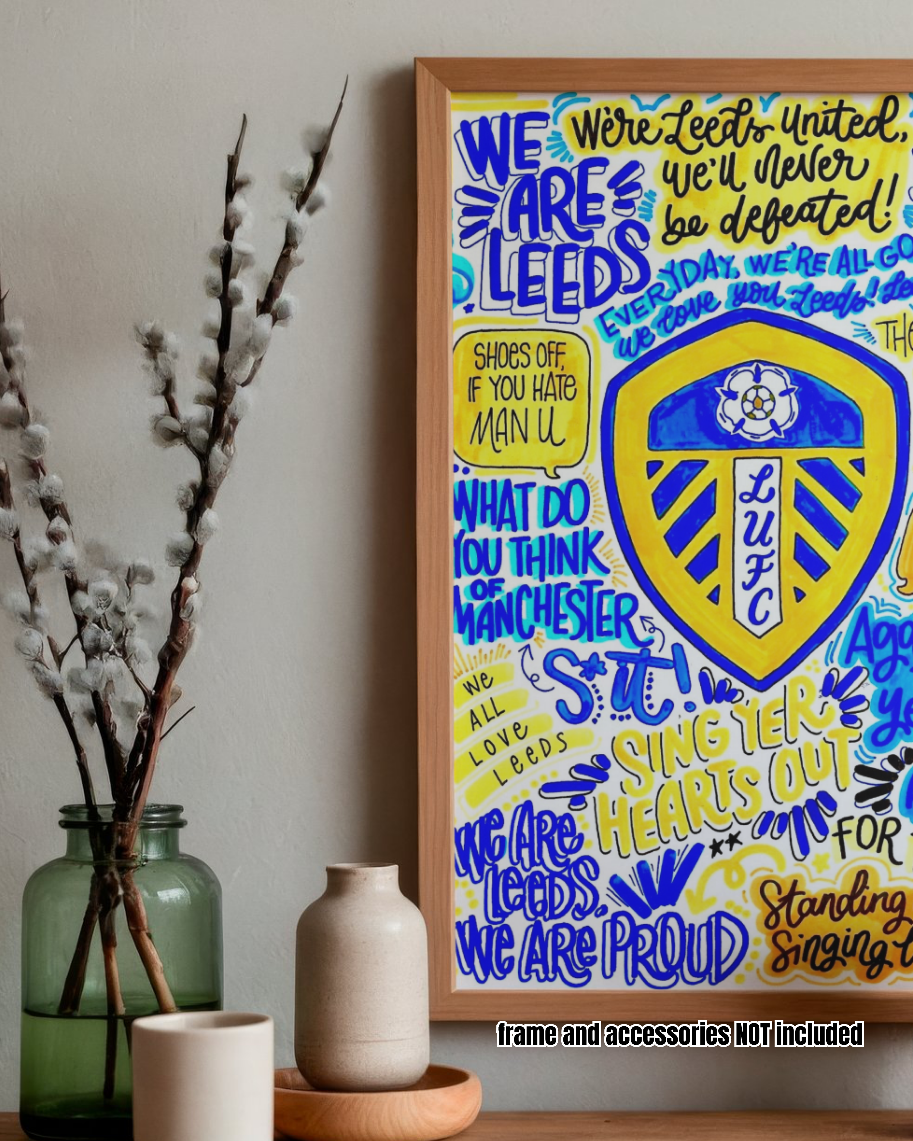 Leeds United Football Club - Glossy Print - Originally Hand Drawn
