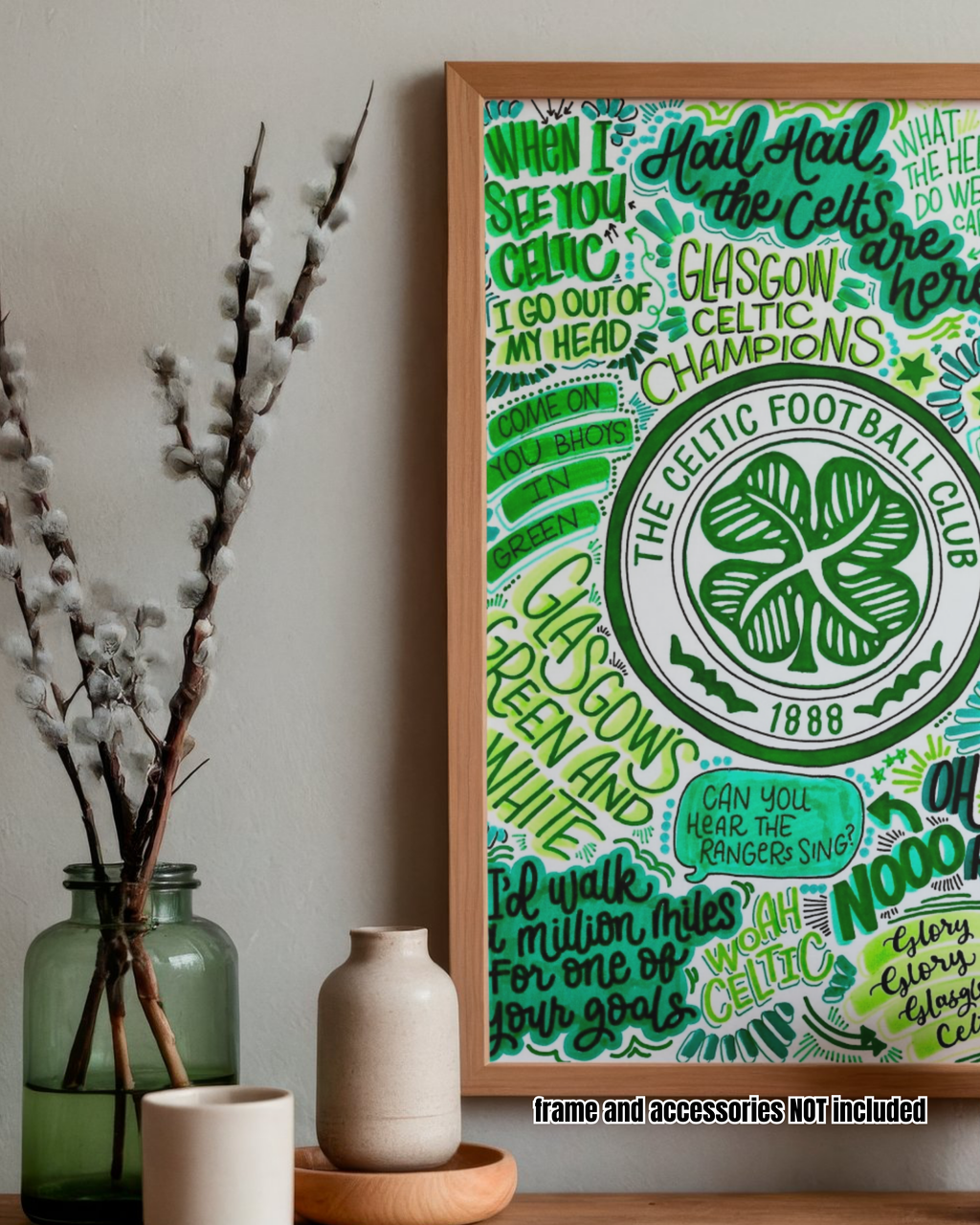 The Celtic Football Club  - Glossy Print - Originally Hand Drawn