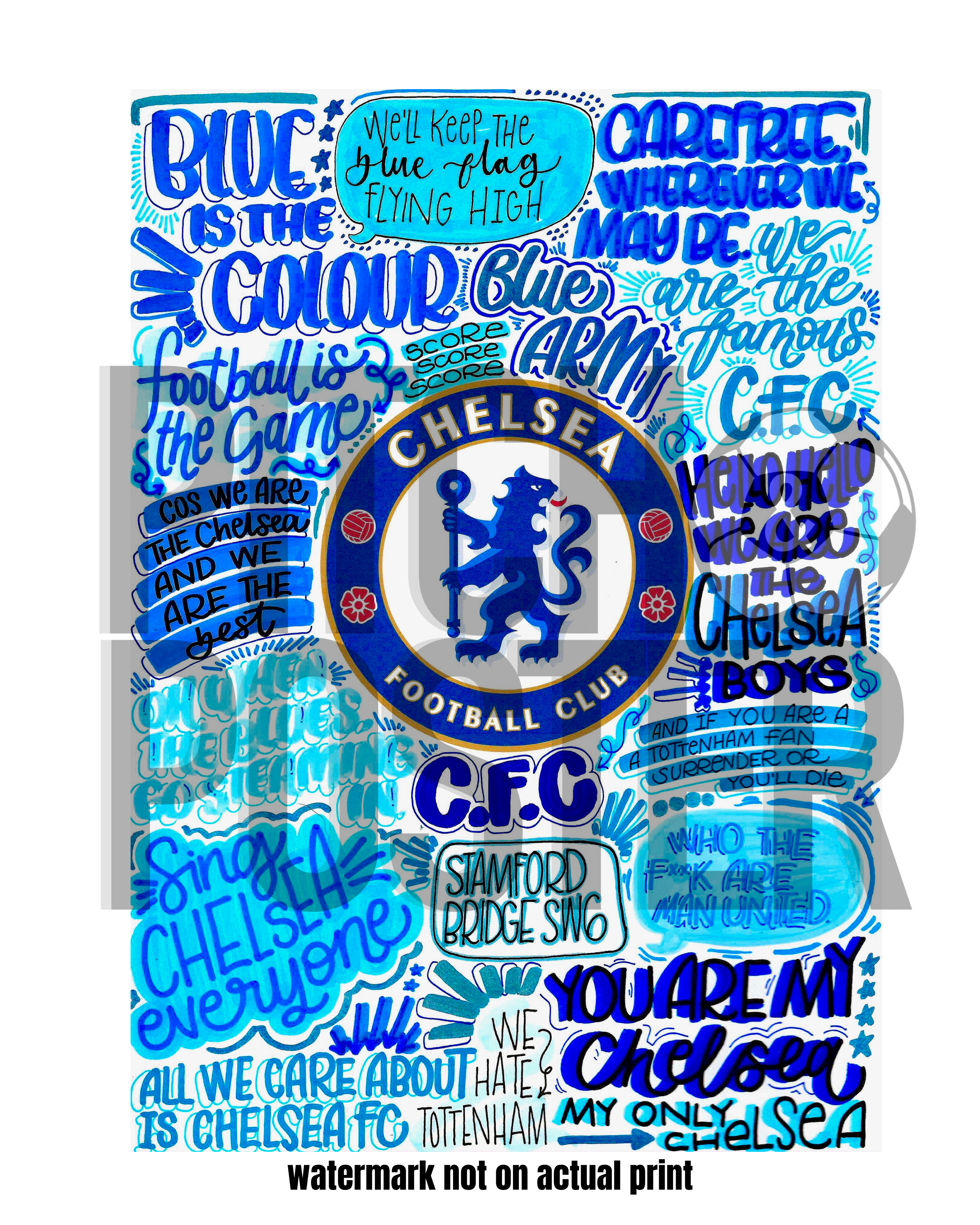 Chelsea Football Club - Glossy Print - Originally Hand Drawn