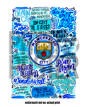 Manchester City  - Glossy Print - Originally Hand Drawn