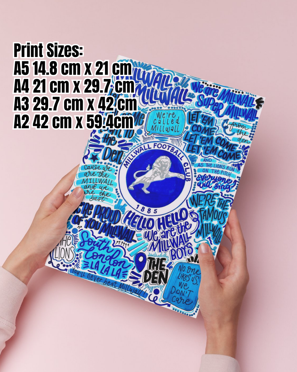 Millwall Football Club  - Glossy Print - Originally Hand Drawn