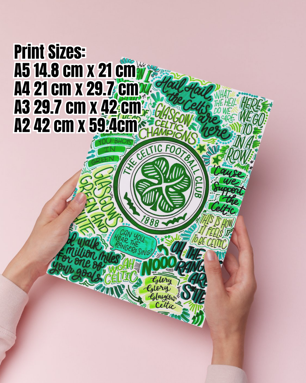 The Celtic Football Club  - Glossy Print - Originally Hand Drawn
