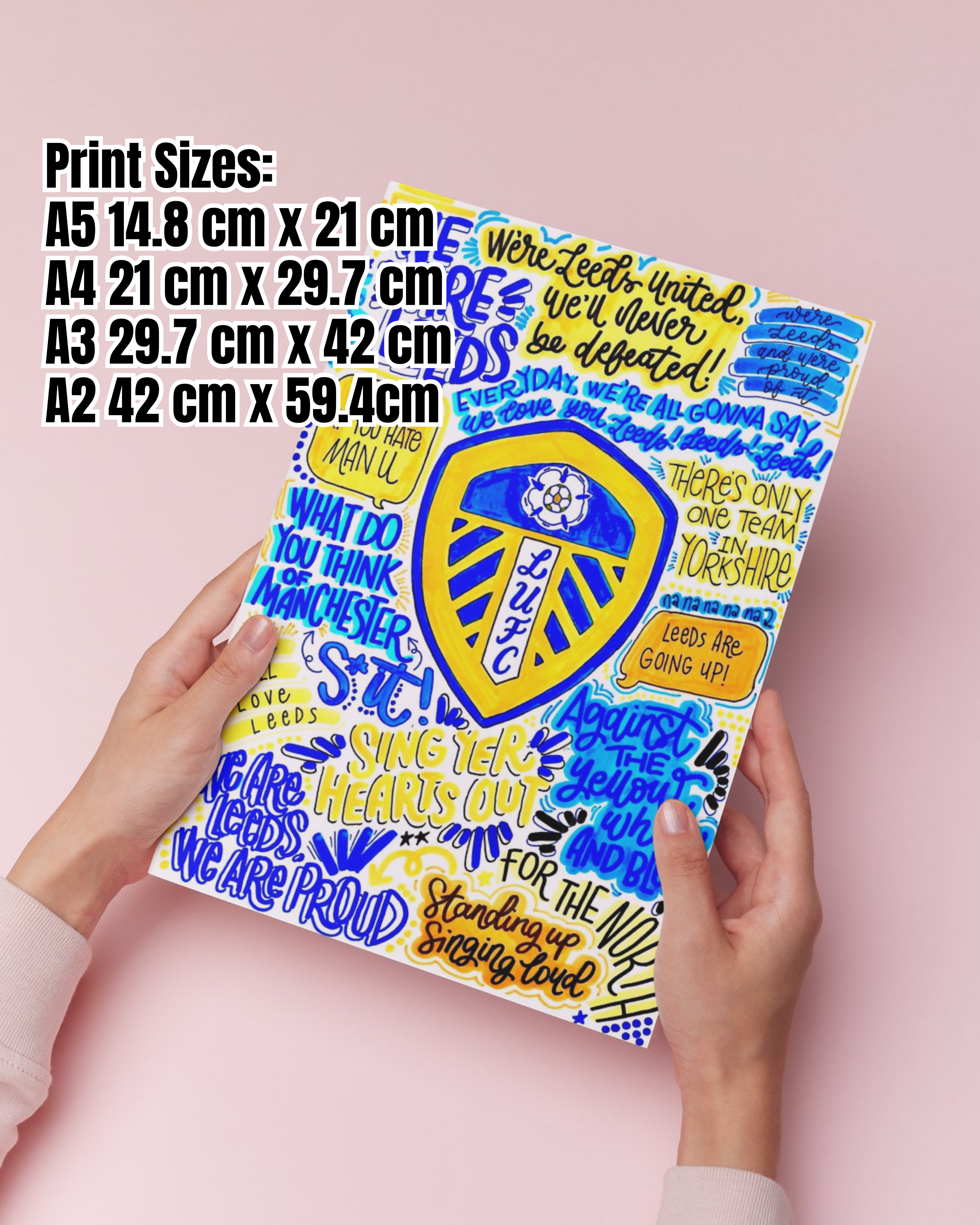Leeds United Football Club - Glossy Print - Originally Hand Drawn