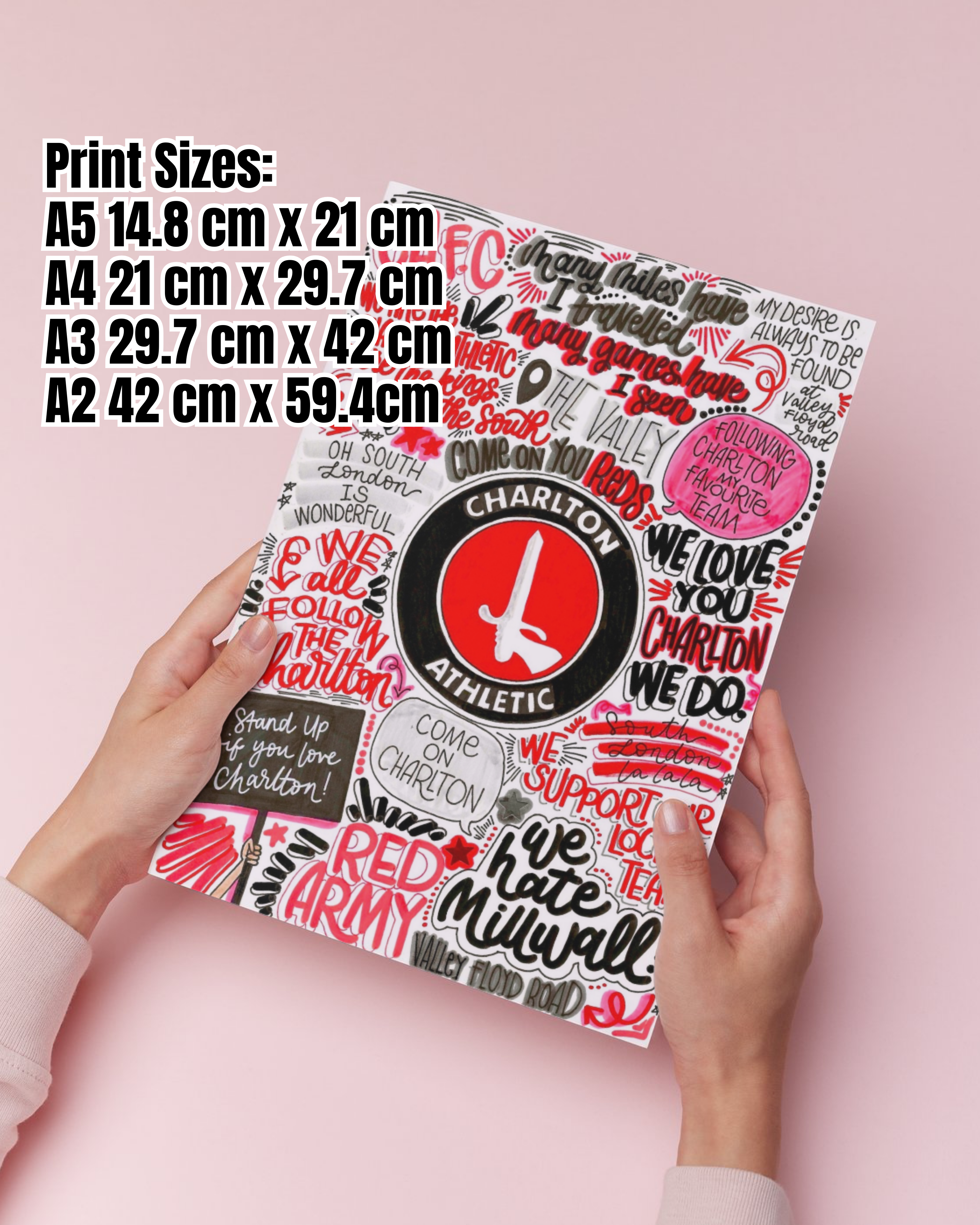 Charlton Athletic  - Glossy Print - Originally Hand Drawn