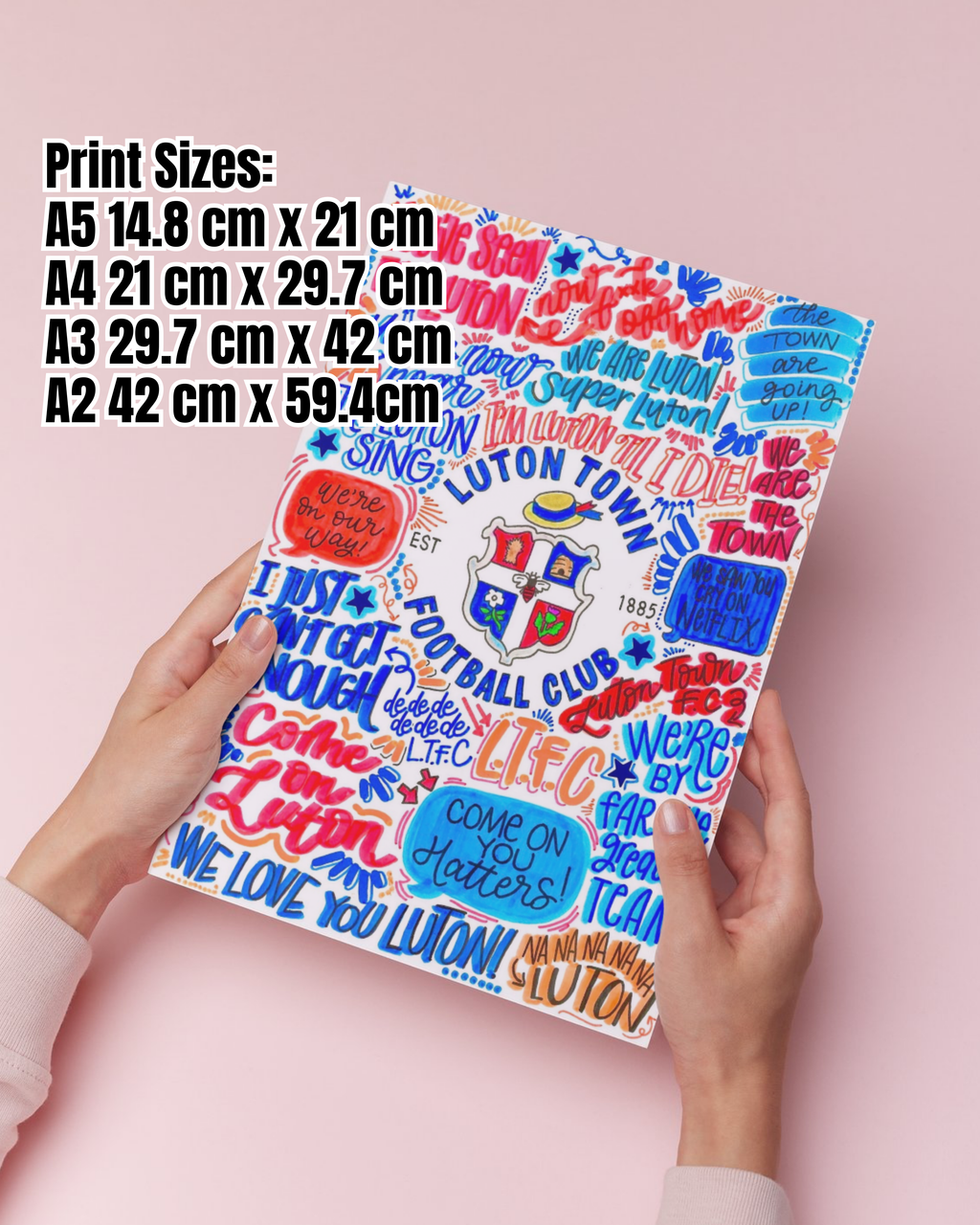 Luton Town Football Club  - Glossy Print - Originally Hand Drawn