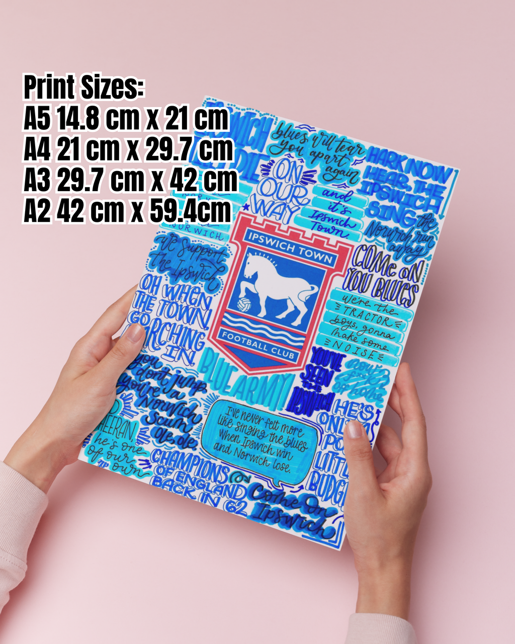 Ipswich Town Football Club - Glossy Print - Originally Hand Drawn