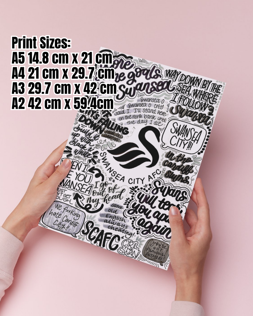 Swansea City A.F.C  - Glossy Print - Originally Hand Drawn