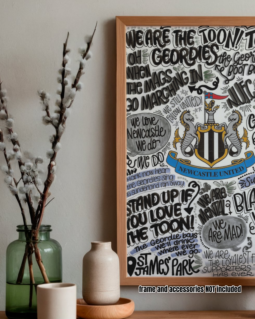 Newcastle United - Glossy Print - Originally Hand Drawn