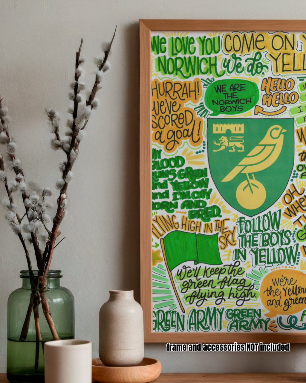 Norwich City Football Club  - Glossy Print - Originally Hand Drawn