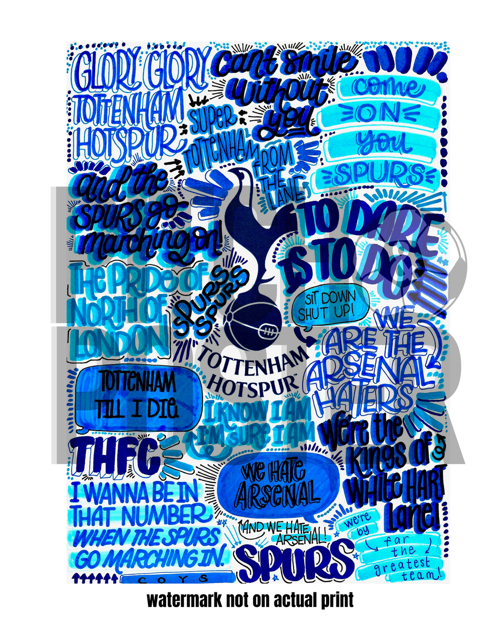 Tottenham Hotspur - Glossy Print - Originally Hand Drawn